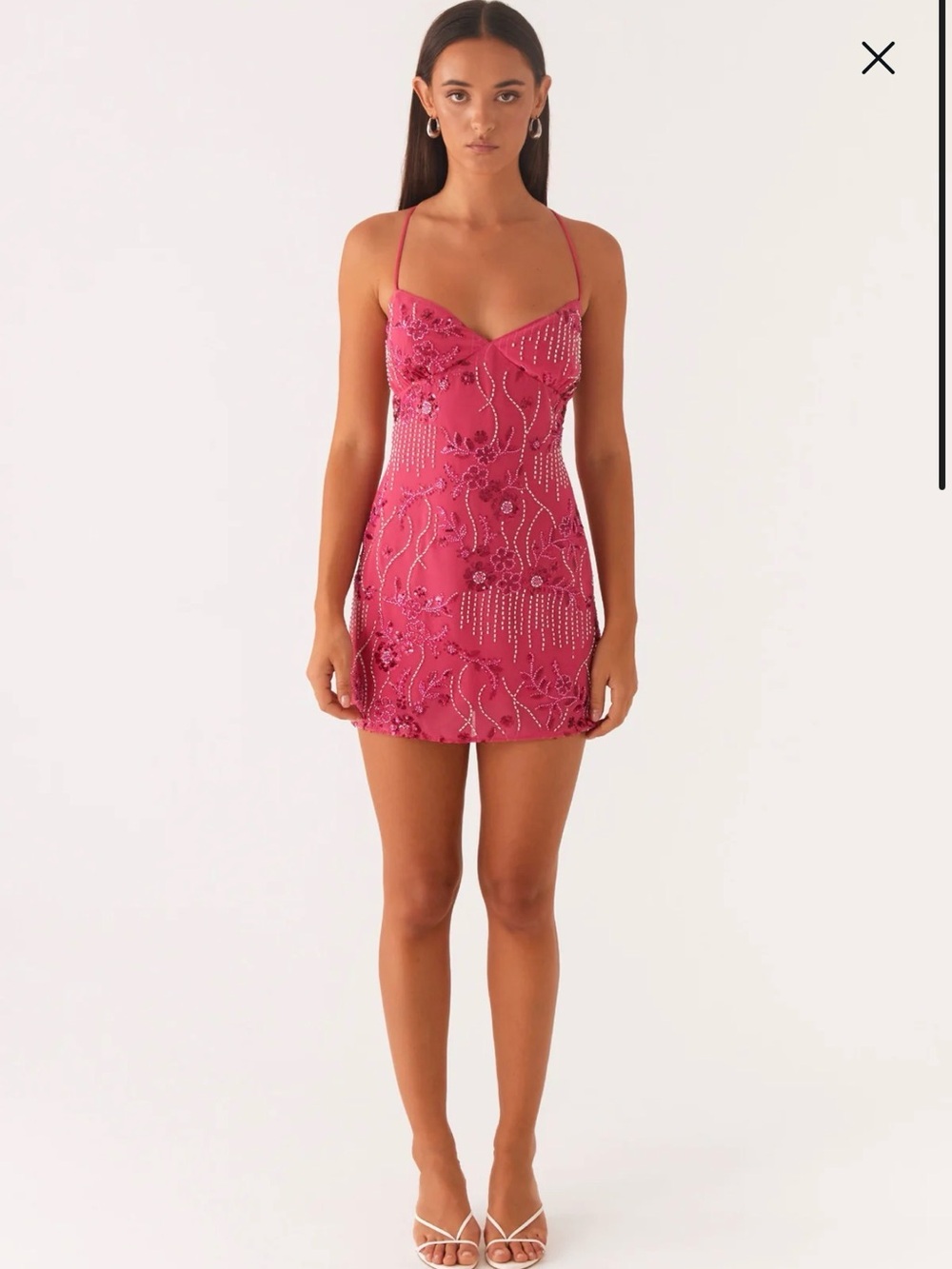 Hot Pink Embellished Spaghetti-Strap Mini Dress - Picture 3 of 3